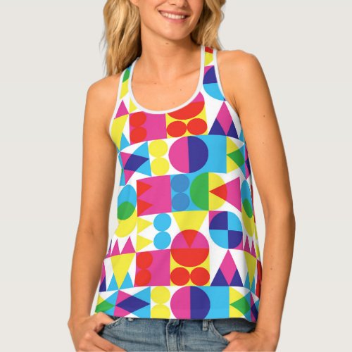Abstract colorful geometric pattern design tank top