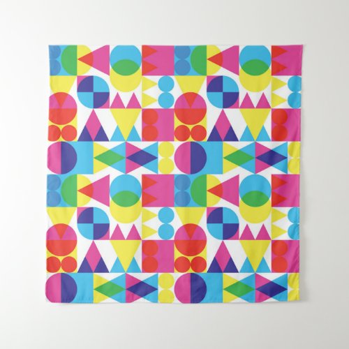 Abstract colorful geometric pattern design tapestry