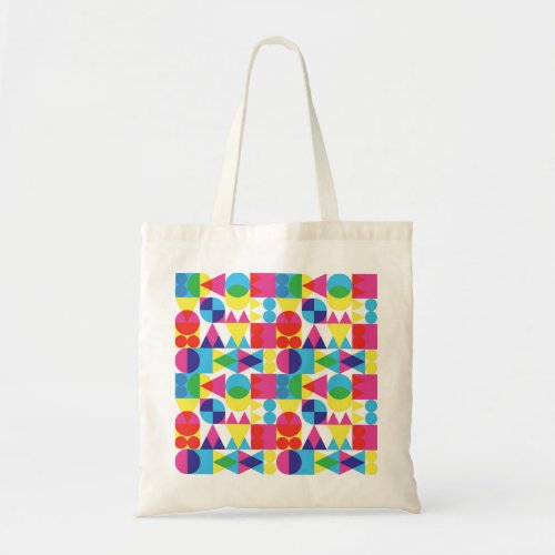 Abstract colorful geometric pattern design tote bag