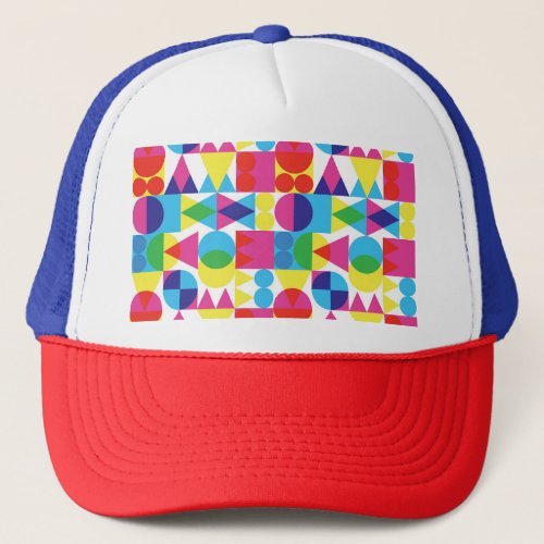 Abstract colorful geometric pattern design trucker hat