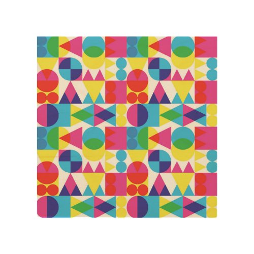 Abstract colorful geometric pattern design wood wall art