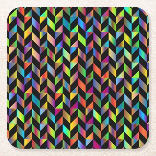Abstract colorful geometric pattern square paper coaster (Front)