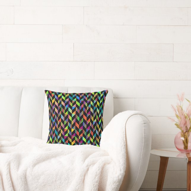Abstract colorful geometric pattern throw pillow (Couch)