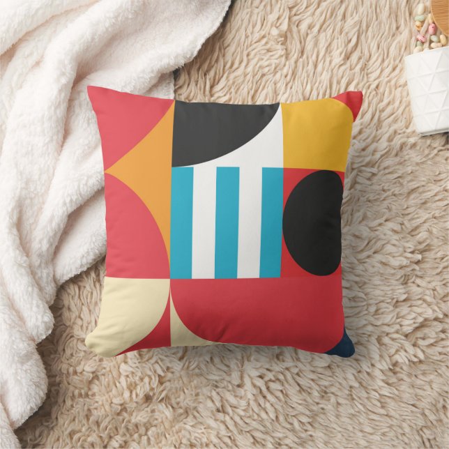 Abstract Colorful Geometric Patterns Throw Pillow (Blanket)