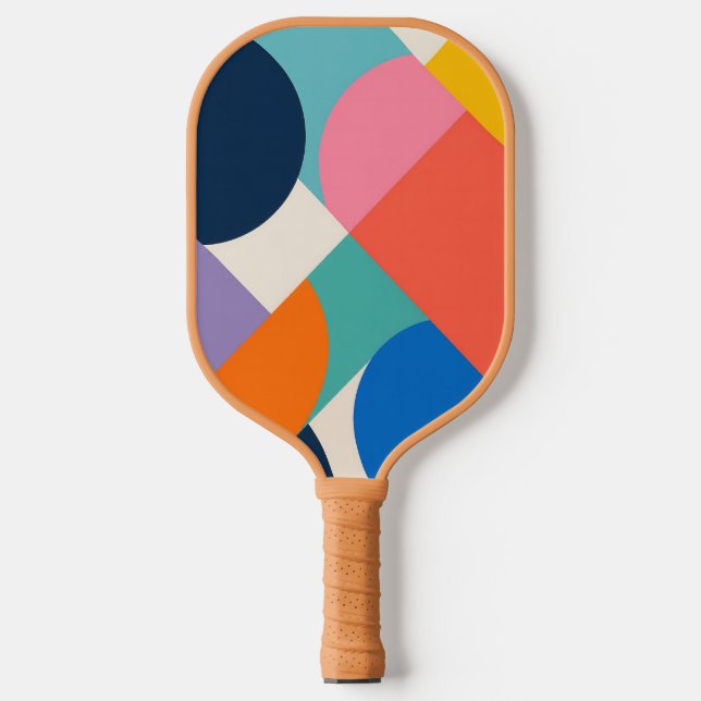 Abstract Colorful Geometric Pickleball Paddle (Front)