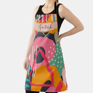 Abstract Colorful Geometric Pink Orange Design Apron