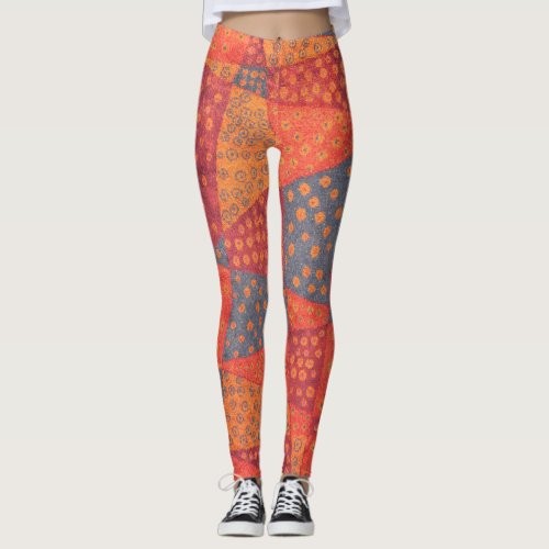 Abstract Colorful Geometric Rug Pattern Leggings