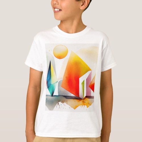 Abstract Colorful Geometric Shapes Poster Triptych T_Shirt