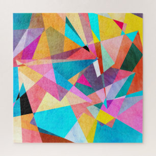 Abstract Colorful Geometric Watercolor Background Jigsaw Puzzle