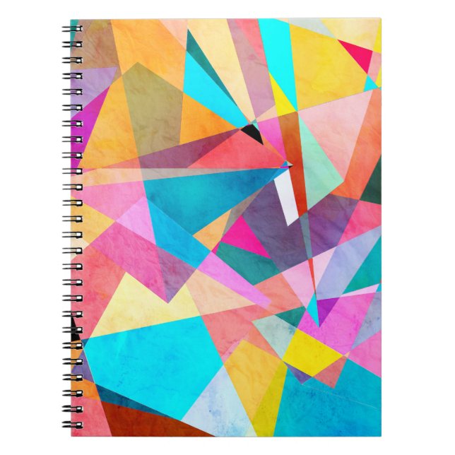 Abstract Colorful Geometric Watercolor Background Notebook (Front)