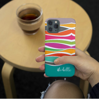 Abstract colorful geometric waves pattern name iPhone 13 case