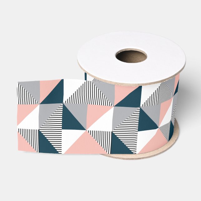 Abstract colorful geometry grosgrain ribbon (Spool)