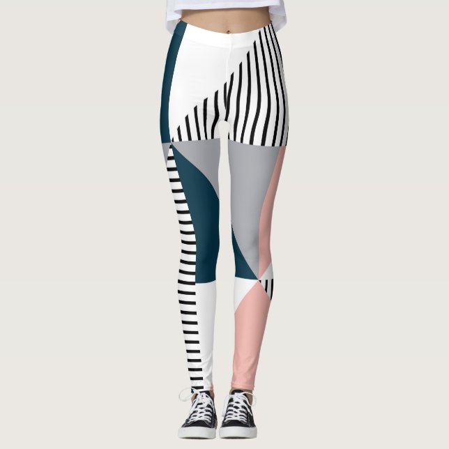 Abstract colorful geometry leggings (Front)
