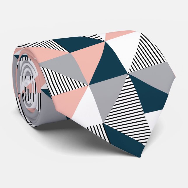 Abstract colorful geometry neck tie (Rolled)