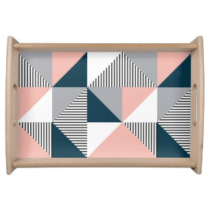 Abstract colorful geometry serving tray