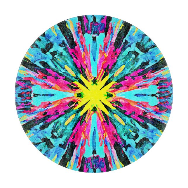 Abstract Colorful Glow Pattern Cutting Board (Front)