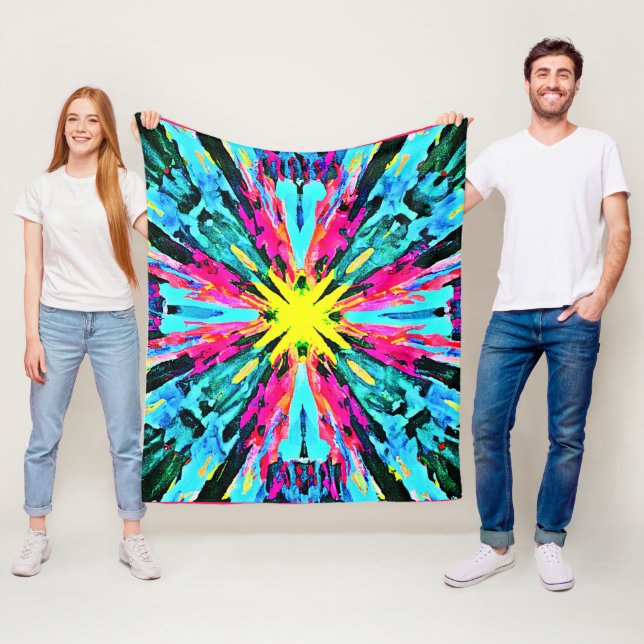 Abstract Colorful Glow Pattern Fleece Blanket (In Situ)