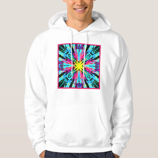 Abstract Colorful Glow Pattern Hoodie (Front)