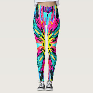 Abstract Colorful Glow Pattern Leggings