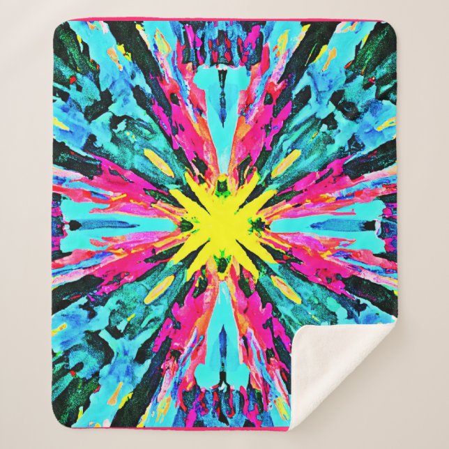 Abstract Colorful Glow Pattern Sherpa Blanket (Front)