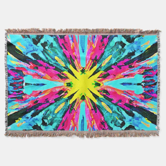 Abstract Colorful Glow Pattern Throw Blanket (Front)