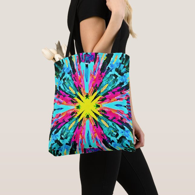 Abstract Colorful Glow Pattern Tote Bag (Close Up)