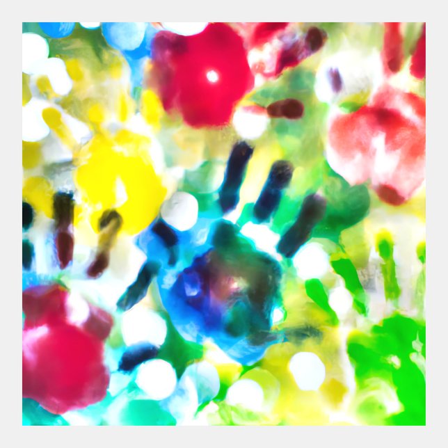 Abstract Colorful Handprints Artistic Collage (Front)
