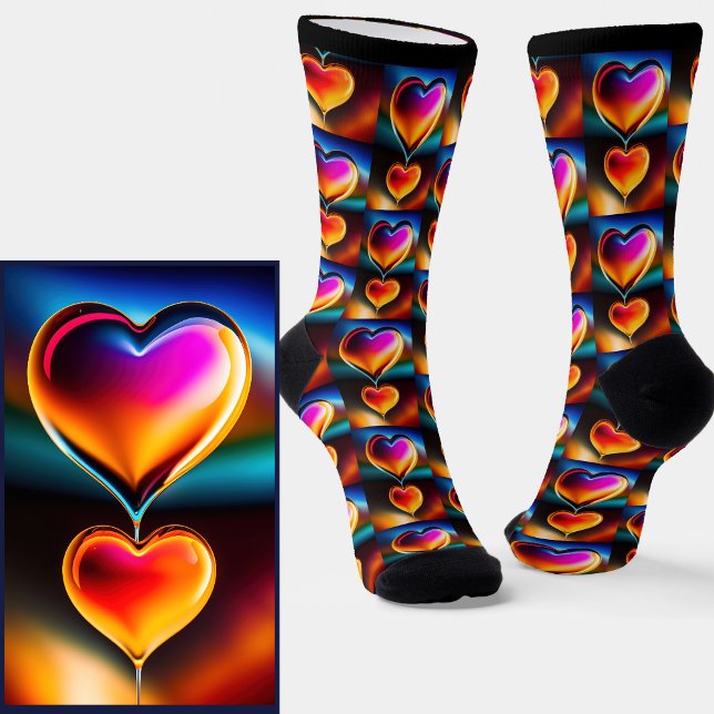 Abstract Colorful Hearts on Black Socks (Creator Uploaded)