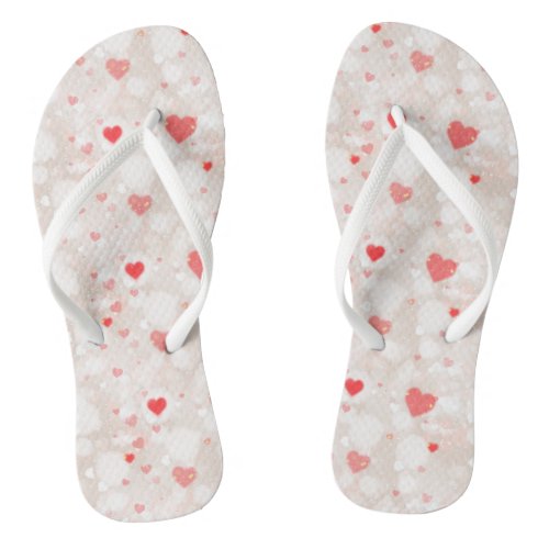 Abstract Colorful Hearts Pattern Flip Flops