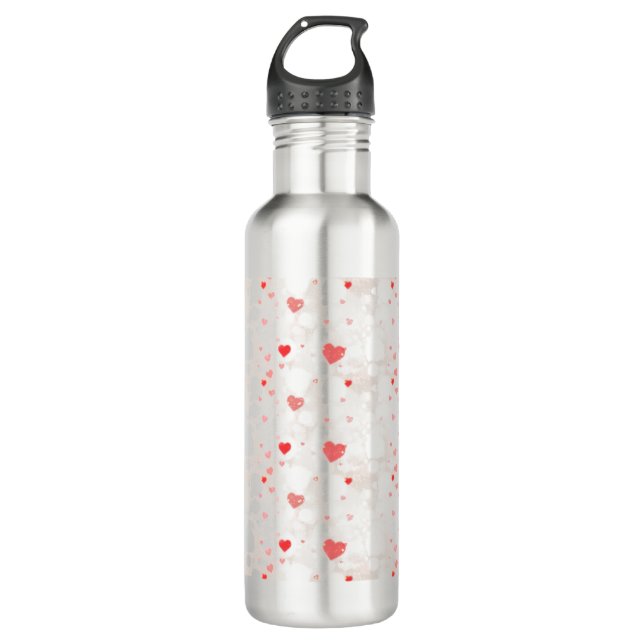 Abstract Colorful Hearts Pattern  Stainless Steel Water Bottle (Front)