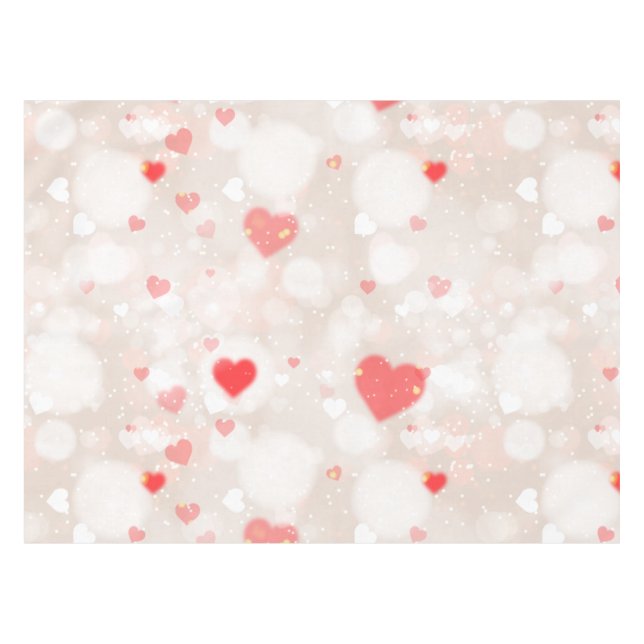 Abstract Colorful Hearts Pattern Tablecloth (Front (Horizontal))