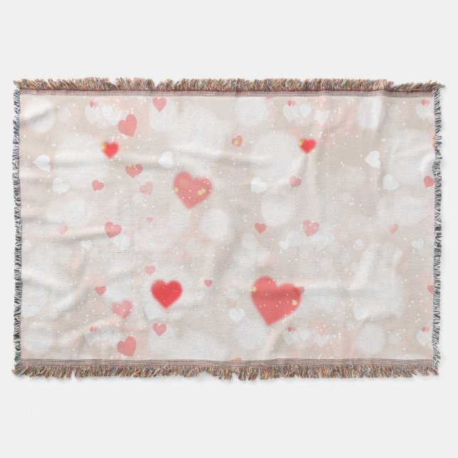 Abstract Colorful Hearts Pattern Throw Blanket (Front)