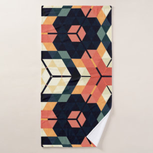 Abstract colorful hexagon square geometric seamles bath towel