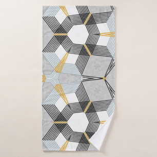 Abstract colorful hexagon square geometric seamles bath towel