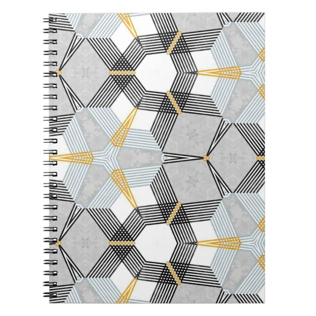 Abstract colorful hexagon square geometric seamles notebook (Front)
