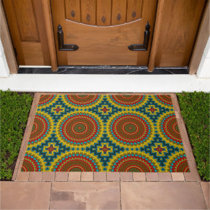 Abstract Colorful Hippie Cool Boho Pattern Tribal Doormat