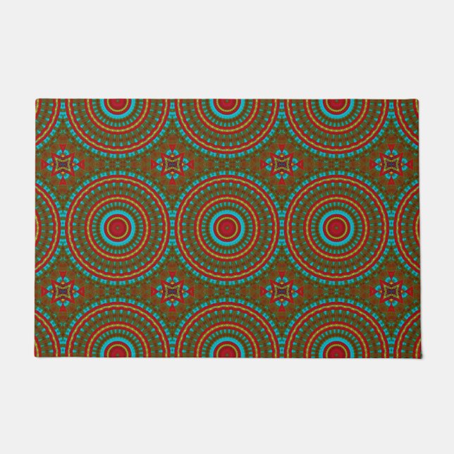  Abstract Colorful Hippie Cool Boho Pattern Tribal Doormat (Front)