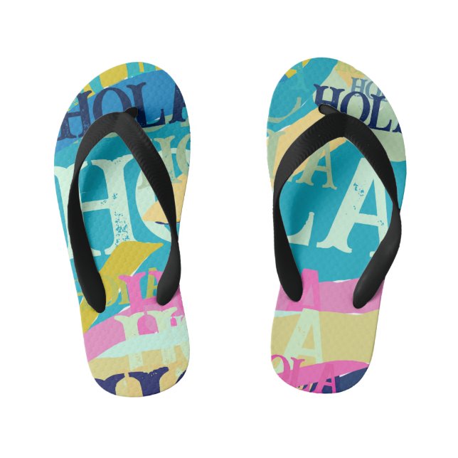 Abstract Colorful Hola Kid's Flip Flops (Footbed)
