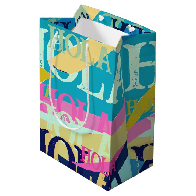 Abstract Colorful Hola Medium Gift Bag (Back Angled)