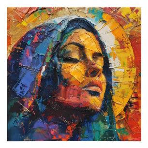 Abstract Colorful Holy Mary Photo Print