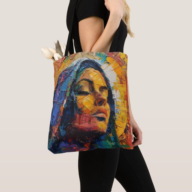 Abstract Colorful Holy Mary Tote Bag (Close Up)
