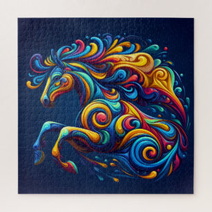 Abstract Colorful Horse Jigsaw Puzzle