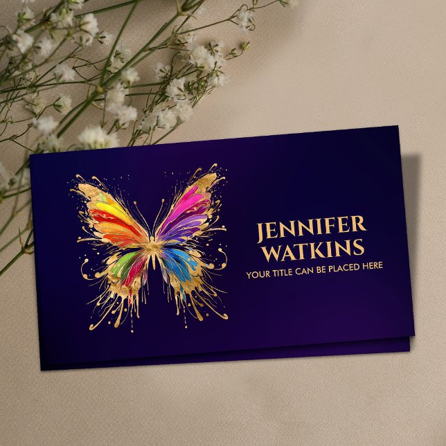 Abstract Colorful ink splatter butterfly Business Card (Creator Uploaded)