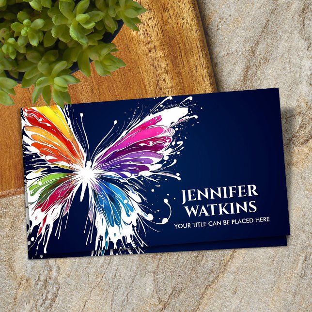 Abstract Colorful ink splatter butterfly Business Card (Creator Uploaded)