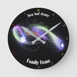 Abstract colorful jelly fish funky cool looking round clock
