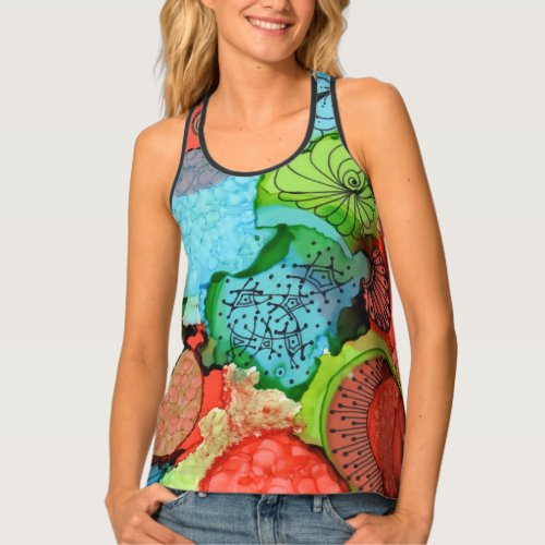 Abstract Colorful Ladies Tank