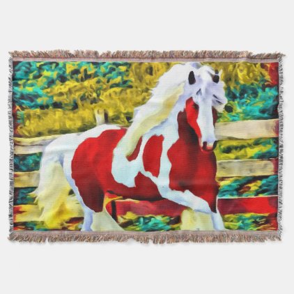 Abstract Colorful Large Horse Western Equestrian Throw Blanket