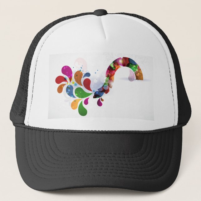 Abstract Colorful Leaves Design Trucker Hat (Front)