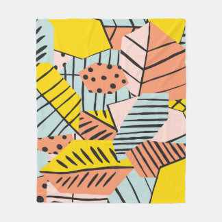 Abstract colorful leaves, nature pattern. fleece blanket