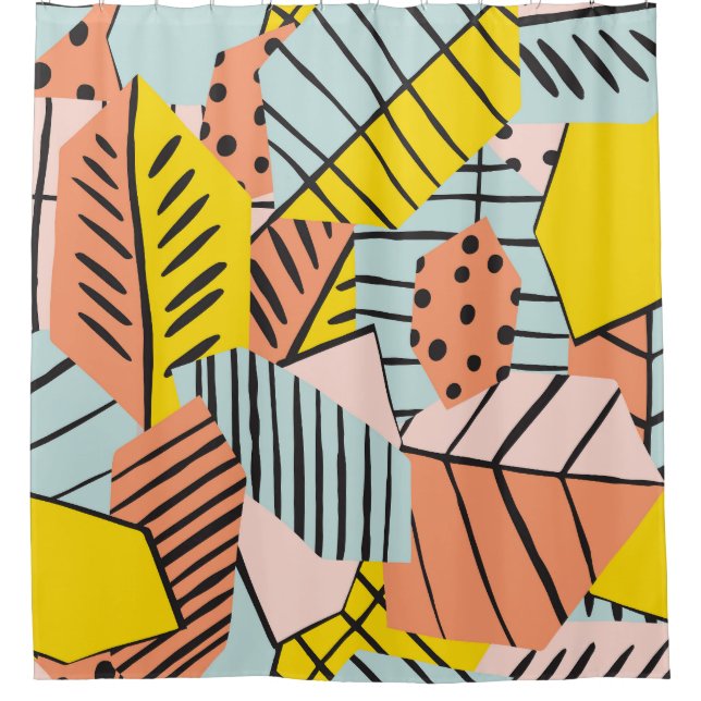 Abstract colorful leaves, nature pattern. shower curtain (Front)